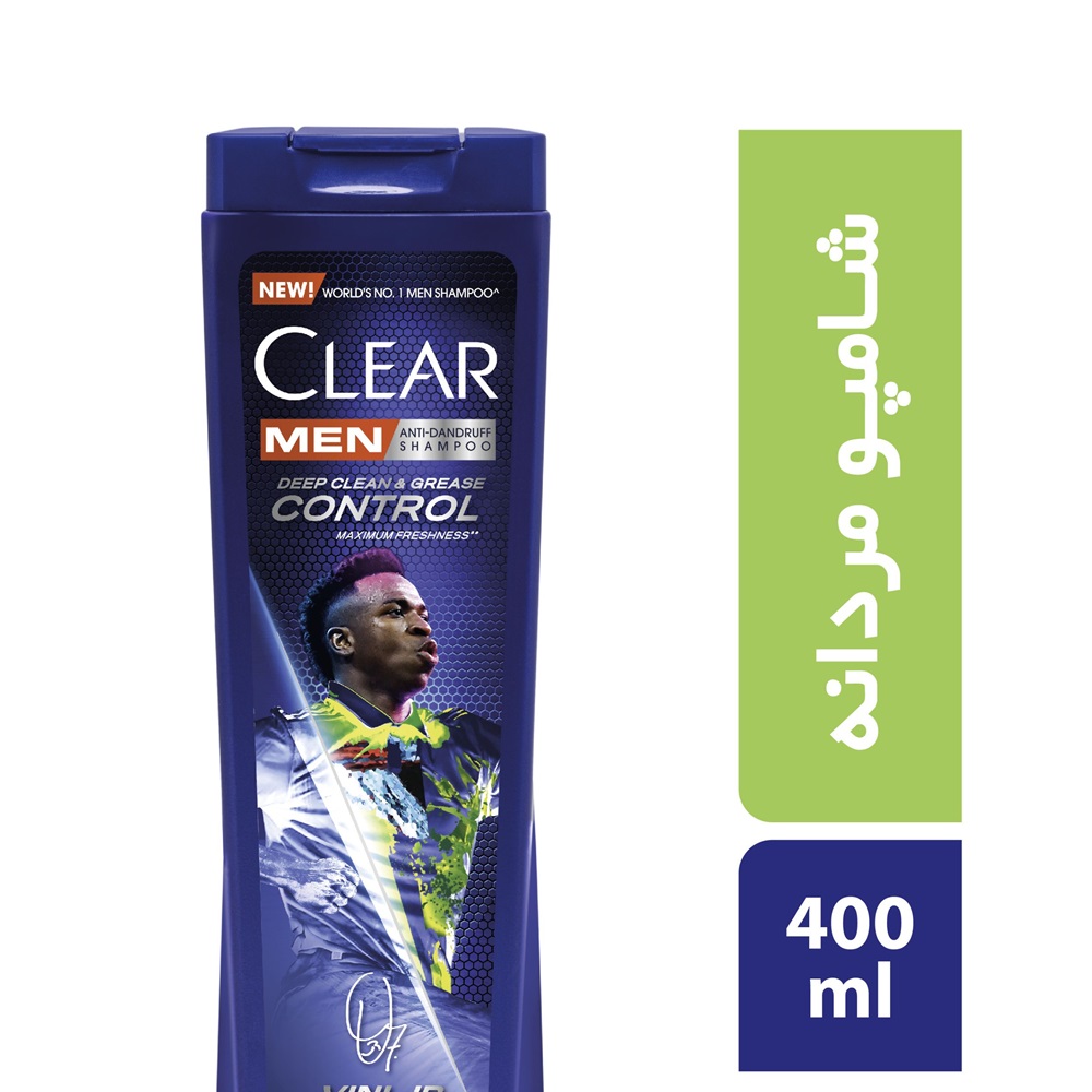 شامپو ضد شوره سر کلییر سری قهرمانان مدل Deep Clean And Grease Control حجم 400 میلی لیتر