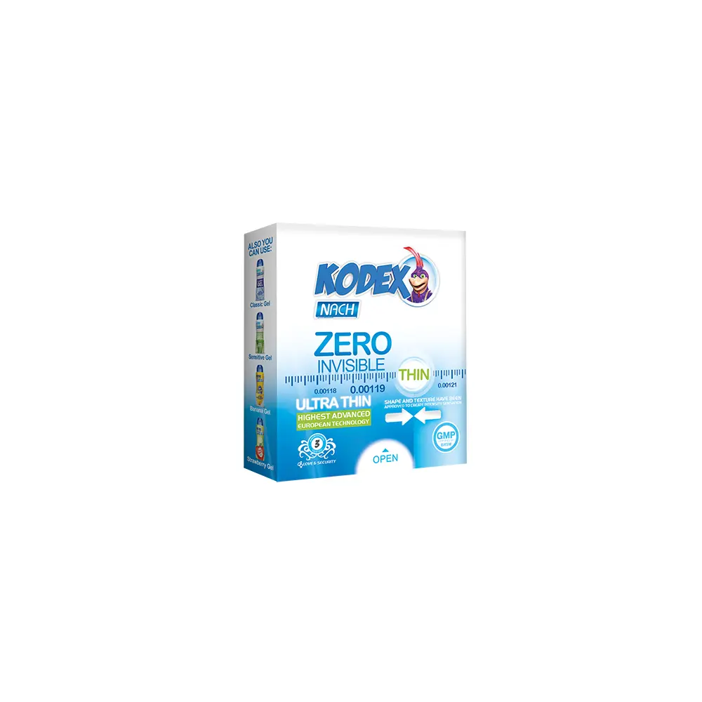 کاندوم کدکس مدل Zero Invisible بسته 3 عددی