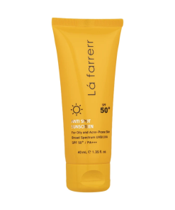 کرم ضدآفتاب و ضدلک بی‌رنگ لافارر مدل SPF50 مناسب پوست‌های چرب 40 میل‌