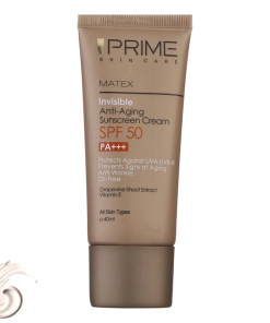 کرم ضدآفتاب بدون رنگ پرایم مدل Anti Aging SPF50 حجم 40 میل