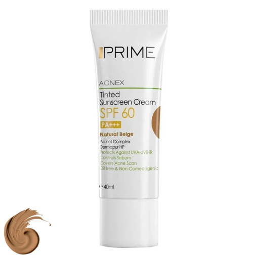 کرم ضدآفتاب رنگی پرایم، 60 SPF، مدل 02، مناسب پوست چرب و مختلط 40 میل